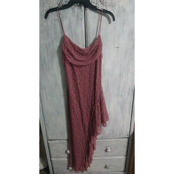 Urban Outfitters Scoop High Low Maxi Lace Dress Md Blush Wimsygoth Y2k Vintage - Picture 1 of 16